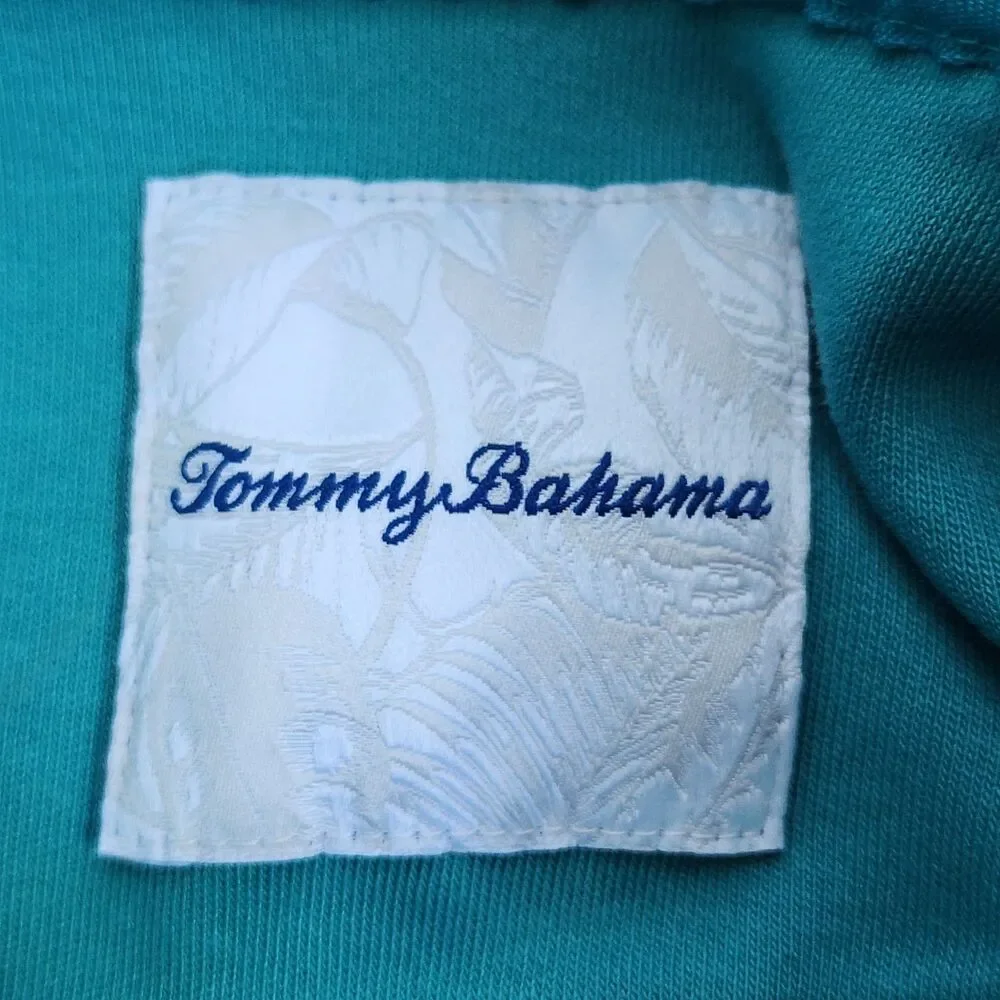 Tommy Bahama Men’s XL Teal 1/4 Zip Sweatshirt 100% Pima Cotton Marlin Logo